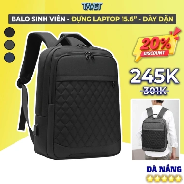 Balo Laptop 15.6 inch Vải Dày Thời Trang Nam Nữ Chống Sốc Nhiều Ngăn - Giá 407.138₫
