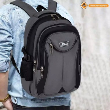 Balo laptop 15.6 inch Xbags màu xám phối đen, nhiều ngăn tiện lợi – 359.000₫