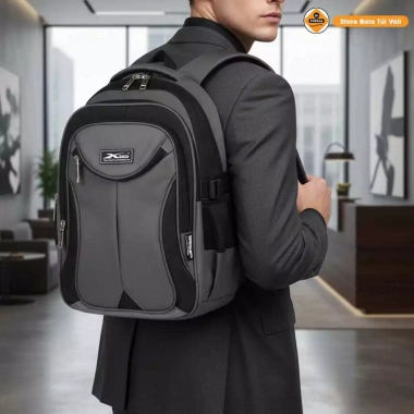 Balo laptop 15.6 inch Xbags màu xám phối đen, nhiều ngăn tiện lợi – 359.000₫