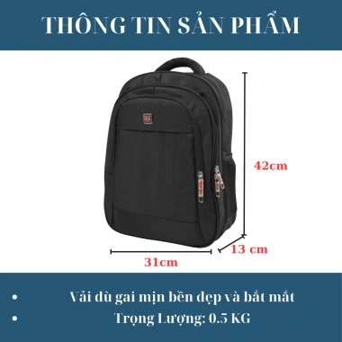 Balo Laptop 16 inch Chống Sốc, Nhiều Ngăn, Đen Dễ Phối - LAMODA VT005 170k
