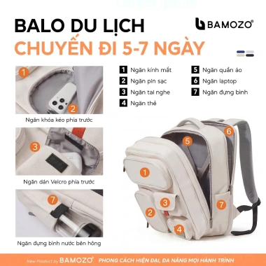 Balo Laptop Bamozo BL06 Chống Nước Công Sở, Cổng Sạc USB, Lưng Thoáng Khí - 580k 3