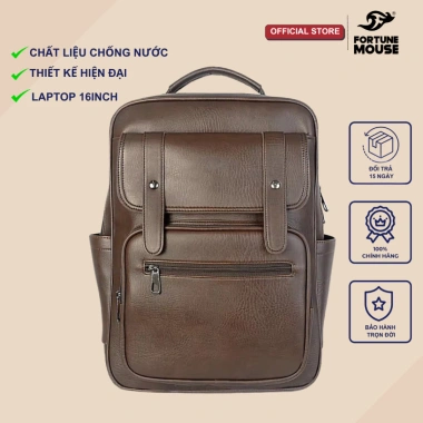 Balo laptop da PU cao cấp chống nước Fortune Mouse A304 Giá chỉ 285.000đ giảm mạnh