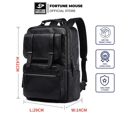 Balo laptop da PU cao cấp chống nước Fortune Mouse A304 Giá chỉ 285.000đ giảm mạnh