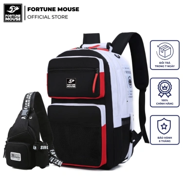 Balo laptop Fortune Mouse B197 nhiều ngăn + Túi đeo chéo Da012 - Giá chỉ 289.000đ