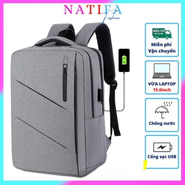 Balo Laptop Nam Nữ Thời Trang Chống Nước Cổng Sạc USB - Đi Học Đi Làm NATIFA 135k