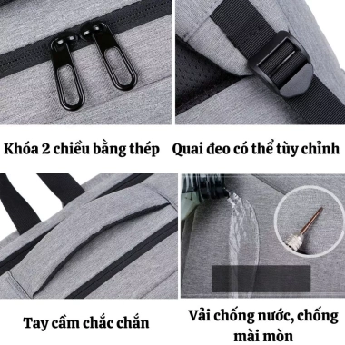 Balo Laptop Nam Nữ Thời Trang Chống Nước Cổng Sạc USB - Đi Học Đi Làm NATIFA 135k