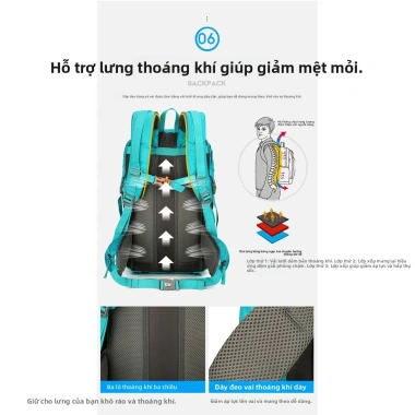 Balo Leo Núi 40L Chống Thấm Thở Khí Định Điện Que Leo Đa Ngăn Dung Lượng Lớn 7