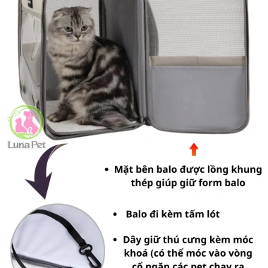 Balo Luna Pet BL20 trong suốt chịu 8kg – Vận chuyển chó mèo lớn, an toàn, giá 329k 4