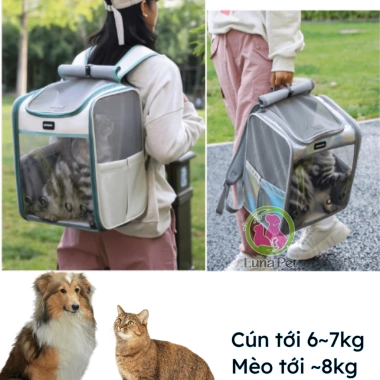Balo Luna Pet BL20 trong suốt chịu 8kg – Vận chuyển chó mèo lớn, an toàn, giá 329k 5
