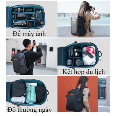 Balo máy ảnh OKSUPER đa năng, ngăn laptop bảo vệ, giảm giá 21% chỉ 1.476.000₫