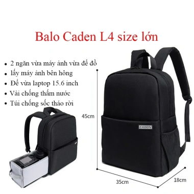 Balo máy ảnh thời trang Half Photo Caden L4 size nhỏ và lớn, giảm giá 20%