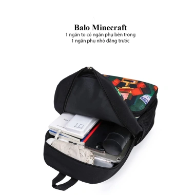 Balo Minecraft trẻ em lớp 3-9, size Tiểu học - Giá chỉ 209.000đ, giảm mạnh