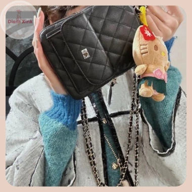Balo Mini 18cm Da PU Sần Nữ Đứng Phom Khoá Màu Bạc Tiện Lợi Du Lịch Nhỏ Gọn