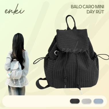 Balo Mini Caro Nhí Dây Rút Vải Dù Trượt Nước Dễ Thương Năng Động Đi Chơi Học Du Lịch 238k