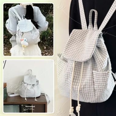 Balo Mini Caro Nhí Dây Rút Vải Dù Trượt Nước Dễ Thương Năng Động Đi Chơi Học Du Lịch 238k