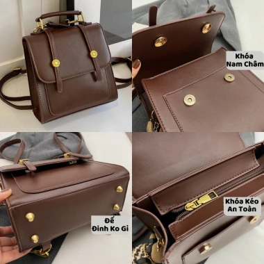 Balo mini nữ da cao cấp, chống nước, đứng phom vintage – Giá chỉ 168.000₫