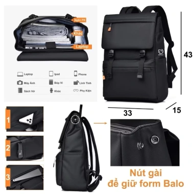 Balo nam công sở đựng laptop 15-16 inch, đa năng đi làm, đi học, chứa 3-4 bộ quần áo - Giá chỉ 299.000₫ 6