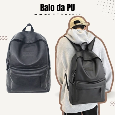 Balo nam GENBAG da pu trơn chống nước, nhiều ngăn, vừa laptop 17 inch - 165.000₫
