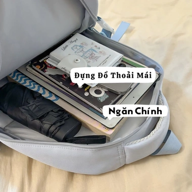 Balo nữ đi học B43 - 2 gấu dễ thương, nhiều ngăn, chống nước, đựng laptop, giá 240.000₫