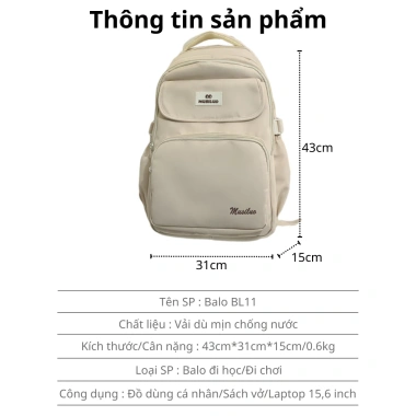 Balo nữ đi học BAZOOKA Ulzzang BL11 laptop 15.6 inch ngăn chống nước, giá 165.000 VND