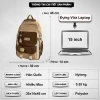 Balo nữ ELLY BAG cặp đi học, vải kèm gấu, đa ngăn, đựng laptop 15.6, chống nước 7