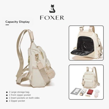 Balo nữ FOXER chống trộm Canvas 30L – Thiết kế học sinh thời trang, giảm 15%
