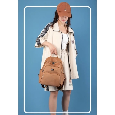 Balo nữ mini vải dù mịn chống nước đen trơn, nhiều ngăn thời trang trung niên 235k