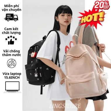 Balo nữ nơ thêu pastel, đa năng, chống thấm, ngăn laptop 15.6 inch - 215.000 VND