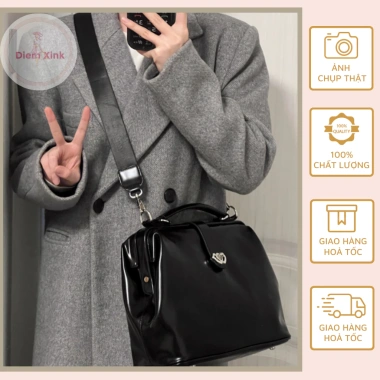 Balo Nữ Size To 35cm Da PU Mềm Hàn Quốc - Đeo Chéo, 3 Ngăn, Đựng Laptop 14inch