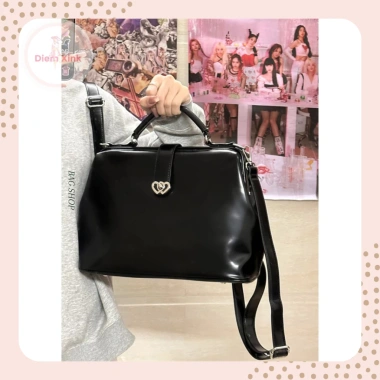 Balo Nữ Size To 35cm Da PU Mềm Hàn Quốc - Đeo Chéo, 3 Ngăn, Đựng Laptop 14inch