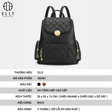 Balo Nữ Thời Trang Elly EBH61 - Thiết Kế Sang Trọng, Ngăn Đa Năng, Giá 1.799.000₫ 3 Balo Nữ Thời Trang Elly EBH61 - Thiết Kế Sang Trọng, Ngăn Đa Năng, Giá 1.799.000₫ 3