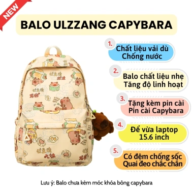Balo Nữ Ulzzang Capybara Dễ Thương Kháng Nước Form Lớn Đựng Laptop 15.6 inch Giá 160k