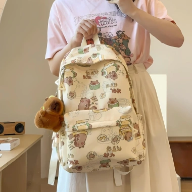 Balo Nữ Ulzzang Capybara Dễ Thương Kháng Nước Form Lớn Đựng Laptop 15.6 inch Giá 160k