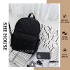 Balo phao unisex đen cá tính, vừa A4 & laptop, phù hợp đi học, đi chơi, kèm móc khóa ngẫu nhiên - 249.000₫