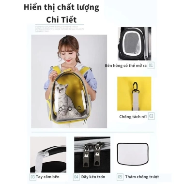 Balo phi hành gia Bosspet trong suốt vận chuyển chó mèo tặng kèm tấm lót bảo vệ