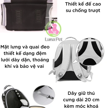 Balo phi hành gia trong suốt LunaPet BL02 - Vận chuyển chó mèo sang trọng, giảm giá 20% chỉ 195.000₫ 5