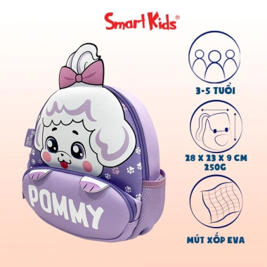 Balo Smartkids Cute Pets nhẹ cho bé 3 tuổi, thú dễ thương, cho học mẫu giáo nhà trẻ 12