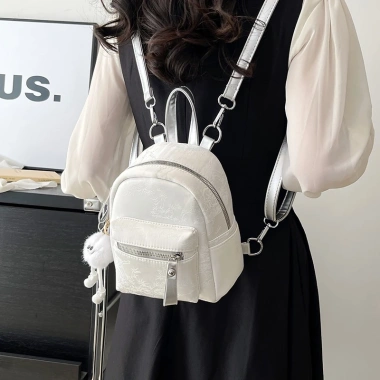 Balo Thời Trang Nữ Mini Kèm Móc Bông 108 - Dễ Thương Đi Học, Đi Chơi, Du Lịch, Giá 75.000 VND