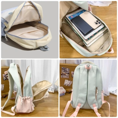 Balo thời trang unisex lớn, cặp sách laptop đi học du lịch, vải phối nhiều màu, giá chỉ 204.000đ 7