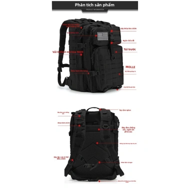 Balo Thực Tấn 3P MOLLE Dung Lượng Lớn Bền Bỉ - Thích Hợp Trekking và Đạp Xe 3
