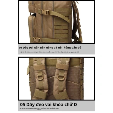 Balo Thực Tấn 3P MOLLE Dung Lượng Lớn Bền Bỉ - Thích Hợp Trekking và Đạp Xe 7