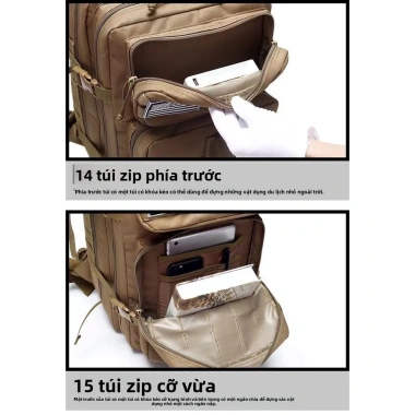 Balo Thực Tấn 3P MOLLE Dung Lượng Lớn Bền Bỉ - Thích Hợp Trekking và Đạp Xe 9