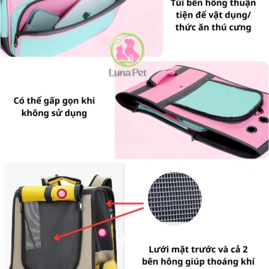 Balo trong suốt Luna Pet 8kg - Dáng đứng cao cấp, vận chuyển mèo an toàn, giá 269k