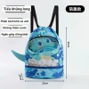 Balo túi bơi trẻ em họa tiết đáng yêu, dây rút, ngăn giày riêng, tiện lợi cho hồ bơi & du lịch biển 10