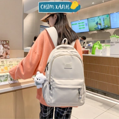 Balo Ulzzang CX25 Unisex Trắng Đen Size To Đựng Laptop Xinh Đi Học Đi Chơi