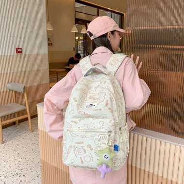 Balo Ulzzang Nữ Đi Học Hàn Quốc Pastel In Hình Ẩn Đựng Laptop Giá 125k