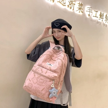 Balo Ulzzang Nữ Đi Học Hàn Quốc Pastel In Hình Ẩn Đựng Laptop Giá 125k