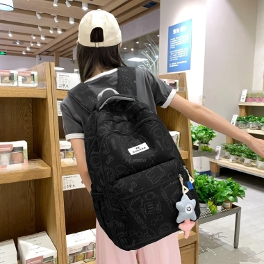 Balo Ulzzang Nữ Đi Học Hàn Quốc Pastel In Hình Ẩn Đựng Laptop Giá 125k