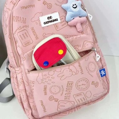 Balo Ulzzang Nữ Đi Học Hàn Quốc Pastel In Hình Ẩn Đựng Laptop Giá 125k