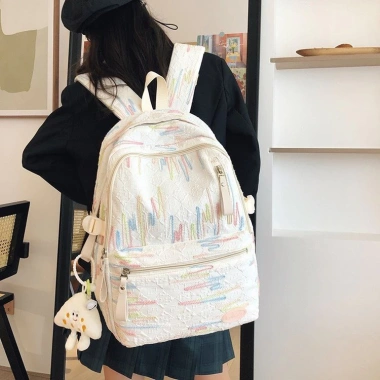 Balo Ulzzang nữ đi học thời trang Hàn Quốc, chống nước, ngăn laptop 15.6 inch A4 6